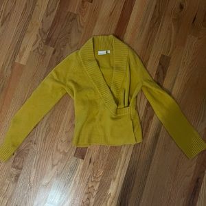 Yellow anthropology wrap sweater size small